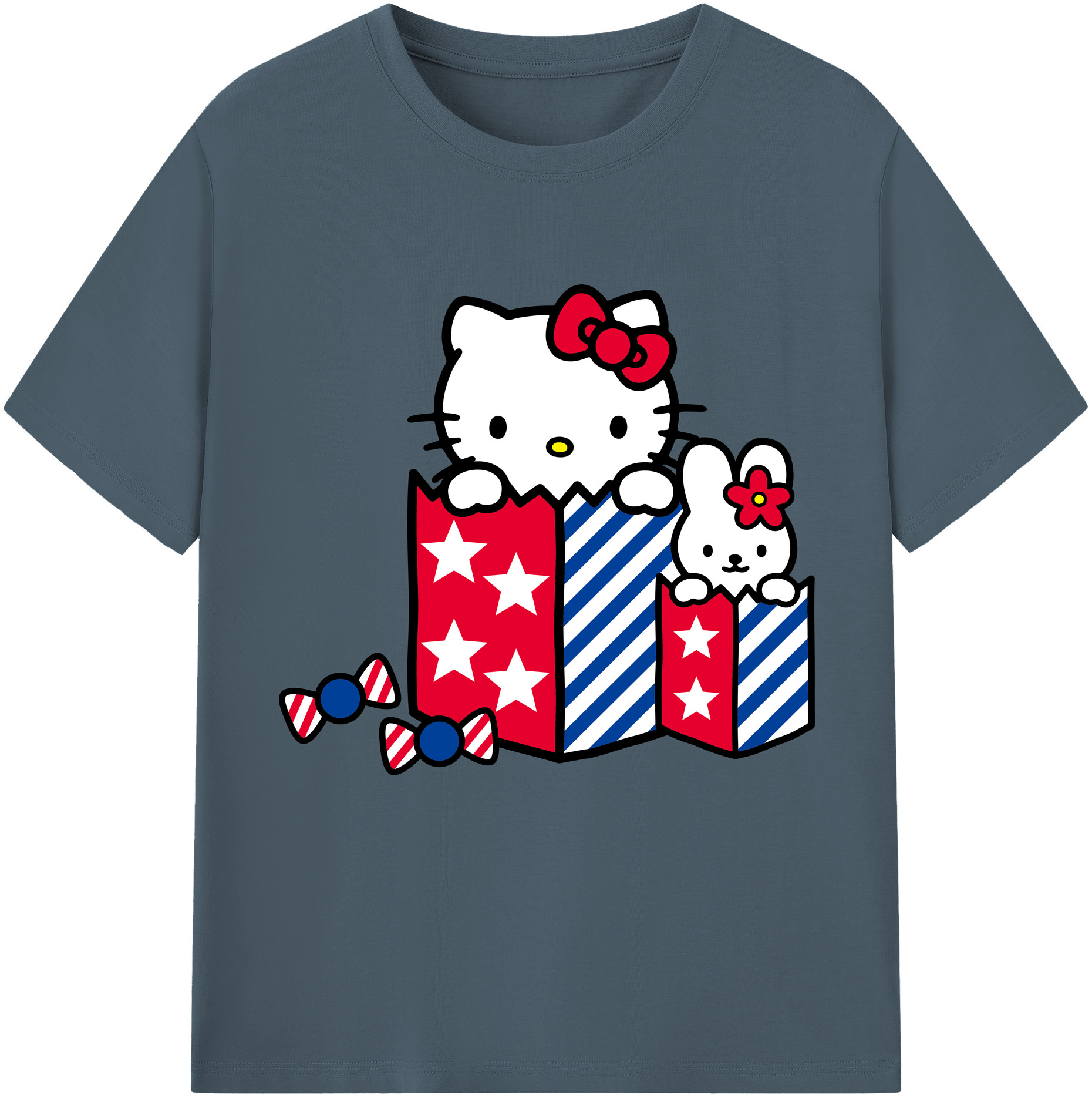 （画像用） Hello Kitty ハローキティ 綿100％半袖Tシャツ（フロントプリント）